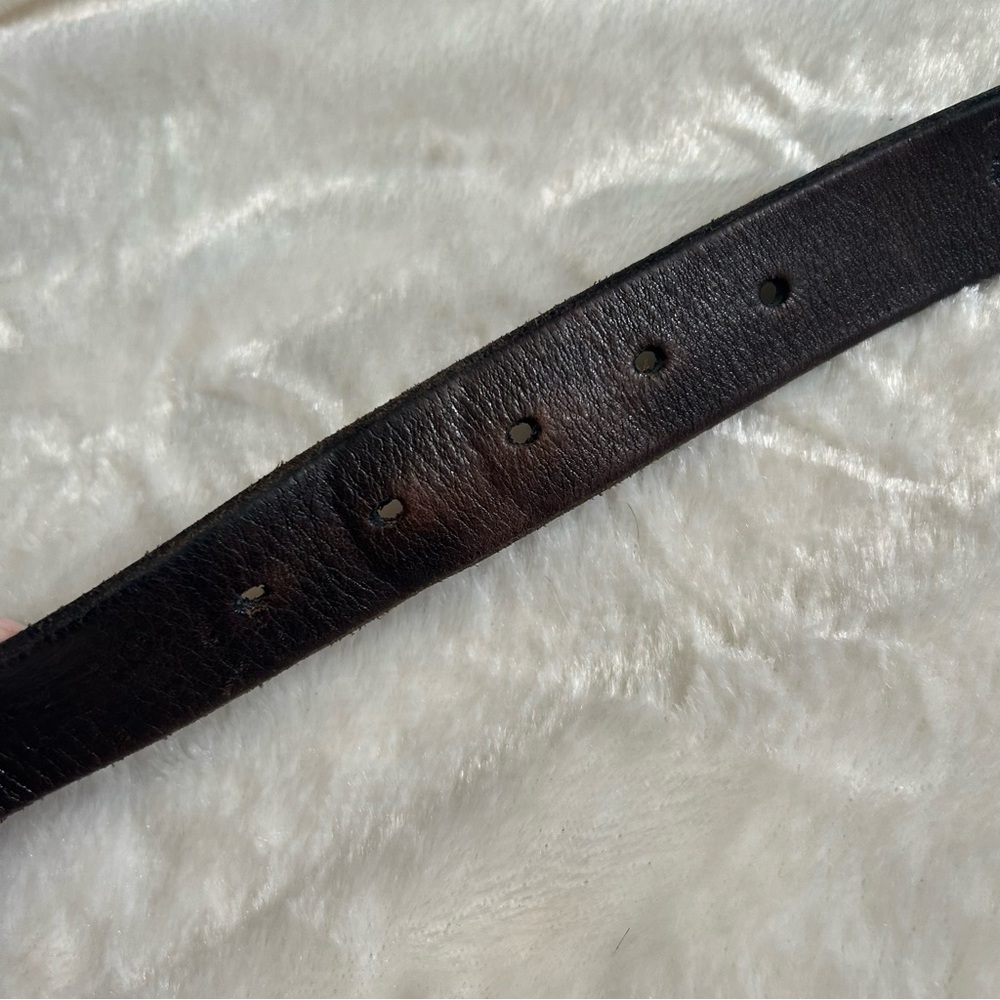 Polo ralph lauren dark brown genuine leather brass buckle belt 32 - Picture 5 of 11